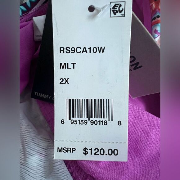 Kenneth Cole One Piece Swimsuit Size 2X Plus Size High Neck Halter Multi NEW - Picture 5 of 10